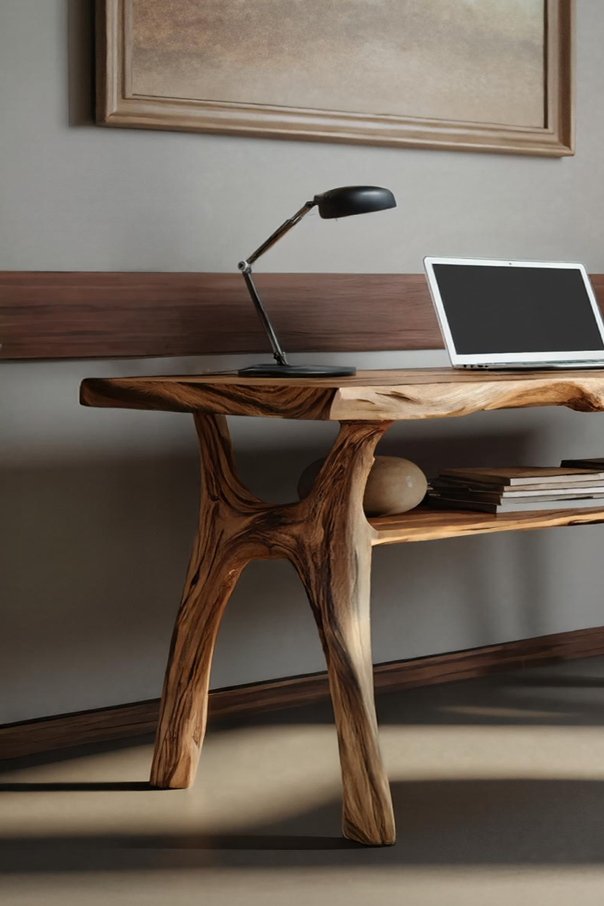 Mid Century Solid Wood Desk For Stylish Bedroom Workspace