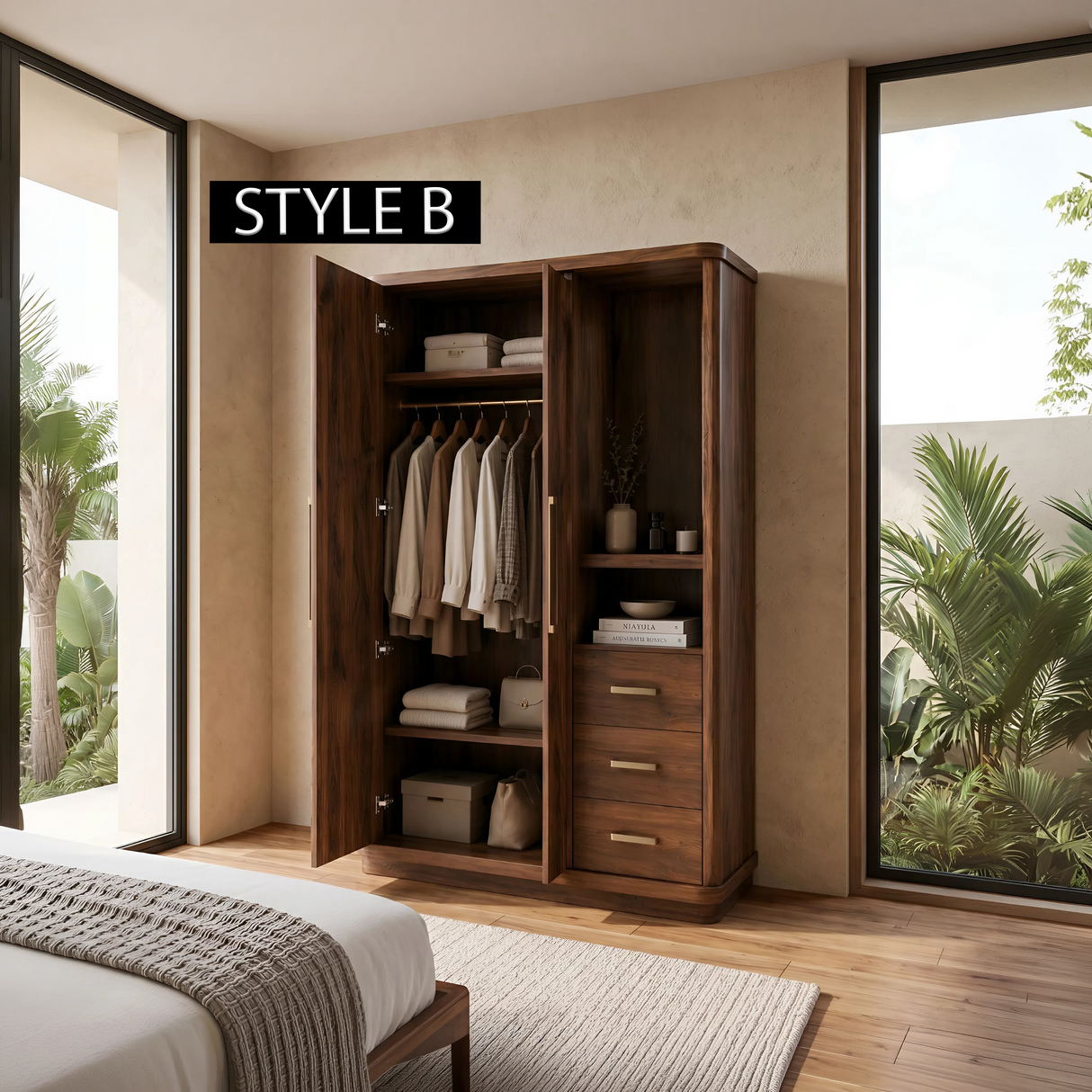 Modern Artistic Form Armoire For Open Lounge Bedroom