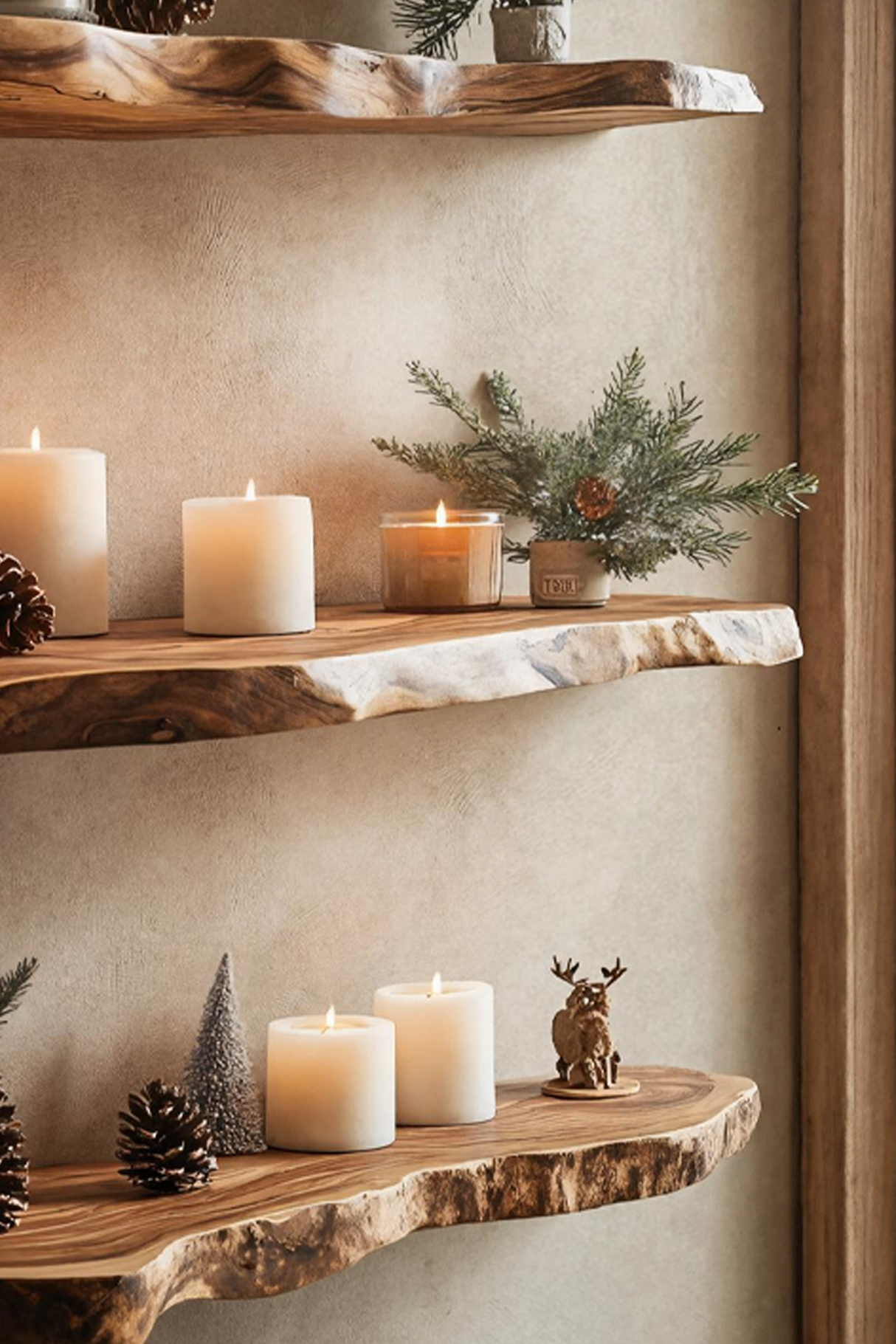 Mid Century Solid Wood Floating Shelf For Festive Furniture Decor