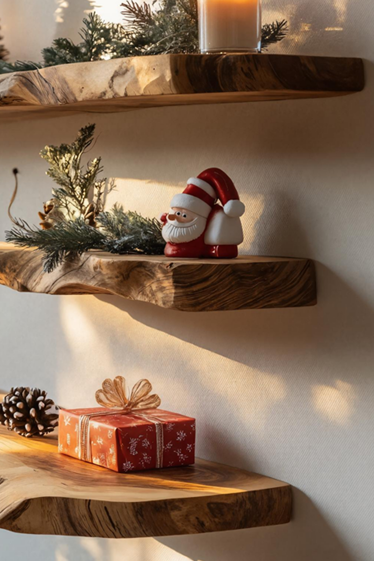 Handcrafted Live Edge Floating Shelf For Christmas Entryway Decor