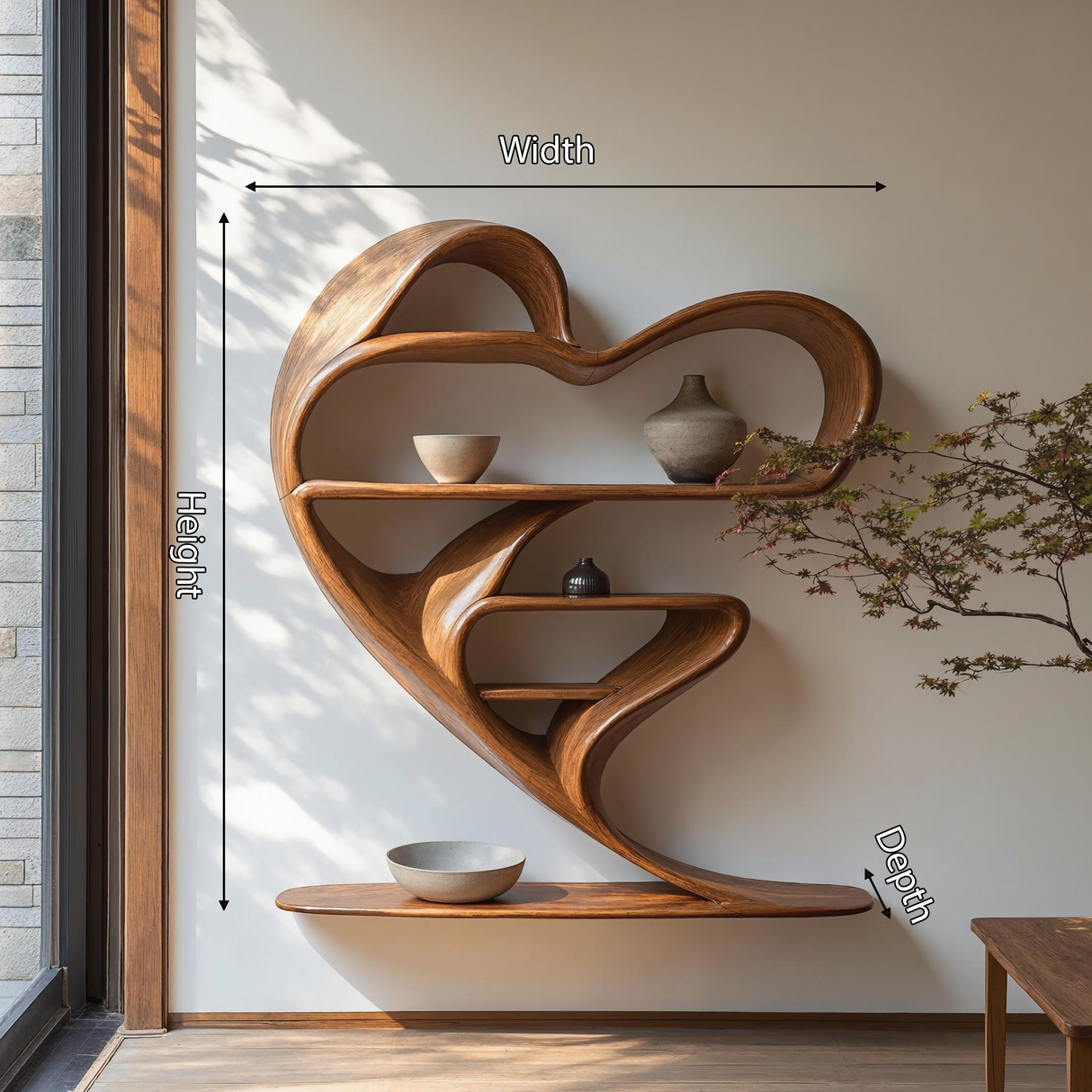 Mid Century Live Edge Bookshelf For Living Room Decor