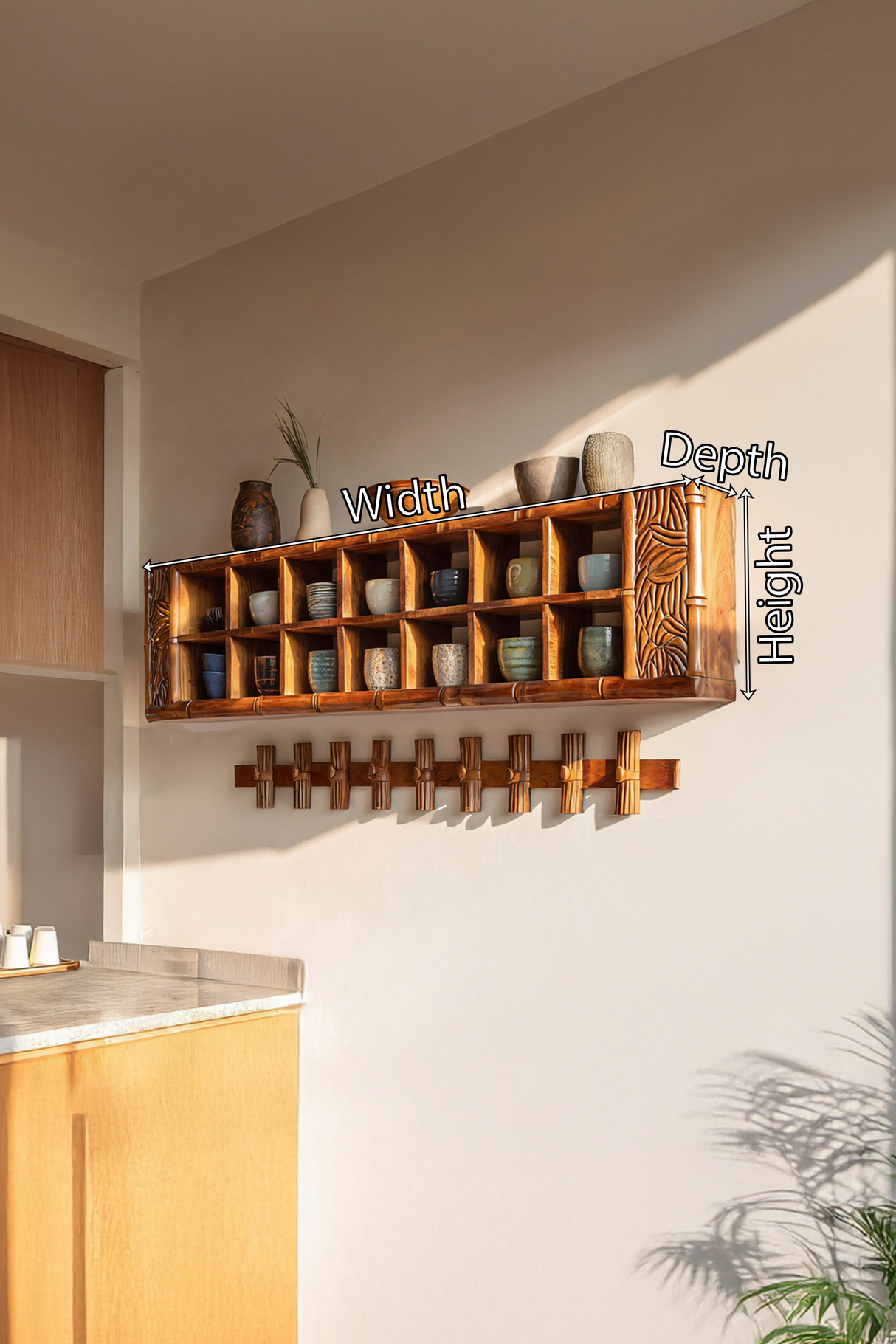 Modern Wooden Storage Shelf For Kitchen Essentials