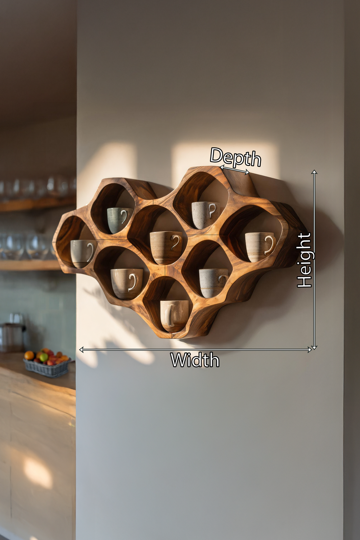 Modern Honeycomb Wood Shelf For Pantry Organization