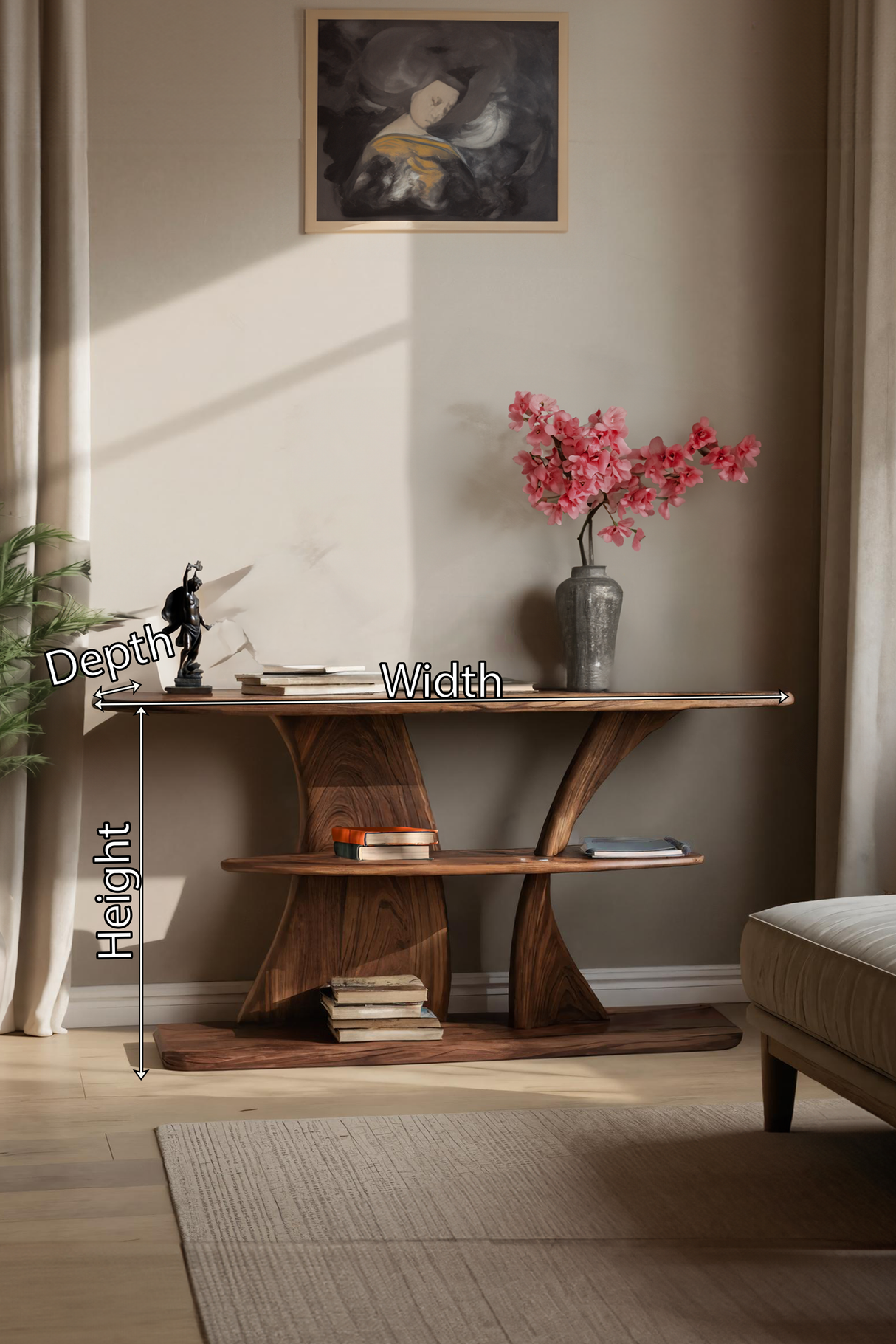 Farmhouse Solid Wood Console Table For Entryway Design And Storage