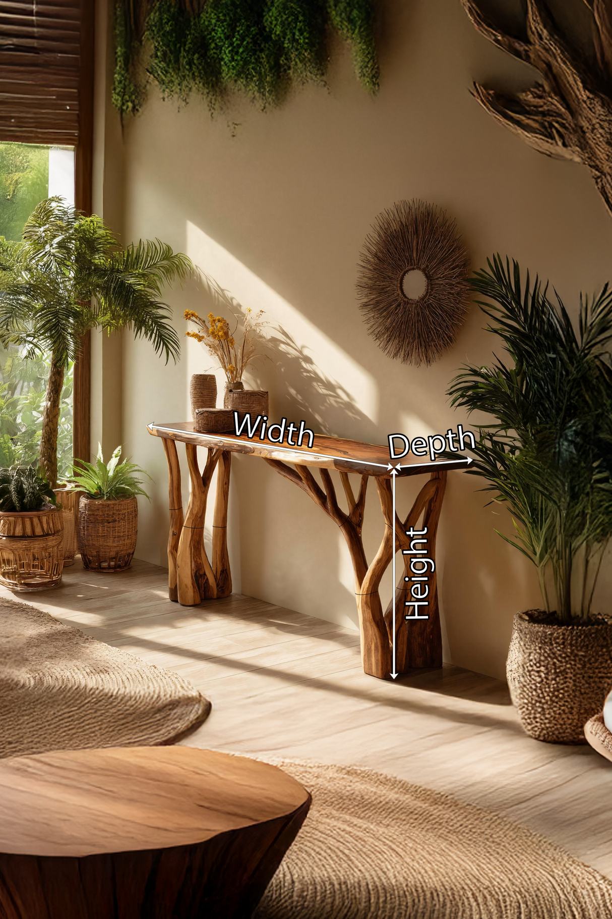 Modern Wooden Live Edge Console Table For Living Room Decoration