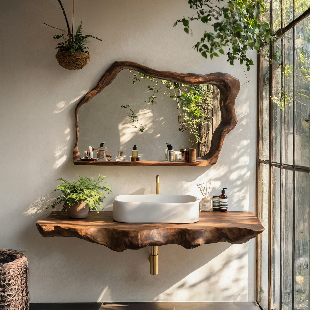 Live Edge Floating Vanity For Bathroom Interior