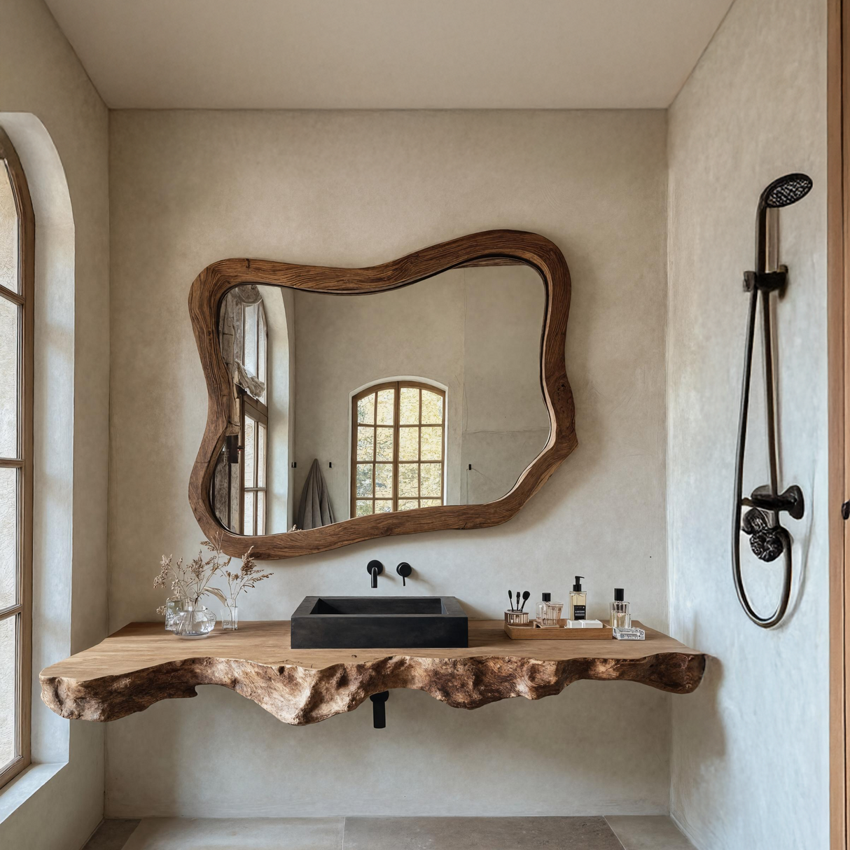 Live Edge Solid Wood Vanity For Rustic Bathroom