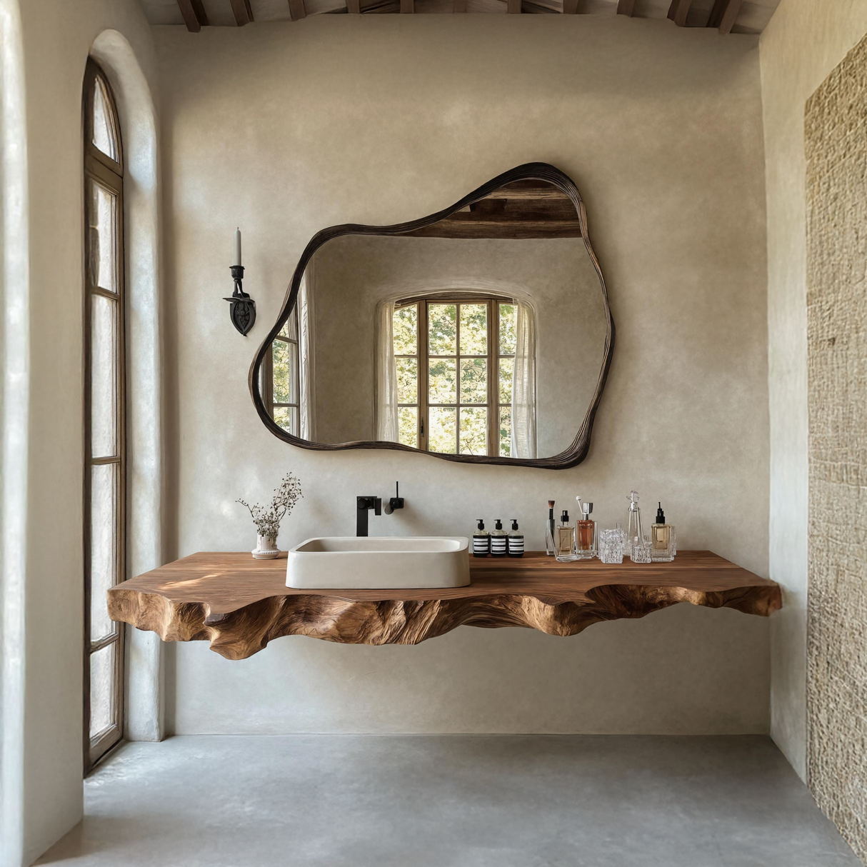 Mid Century Vanity In Solid Wood For Bathroom Decor