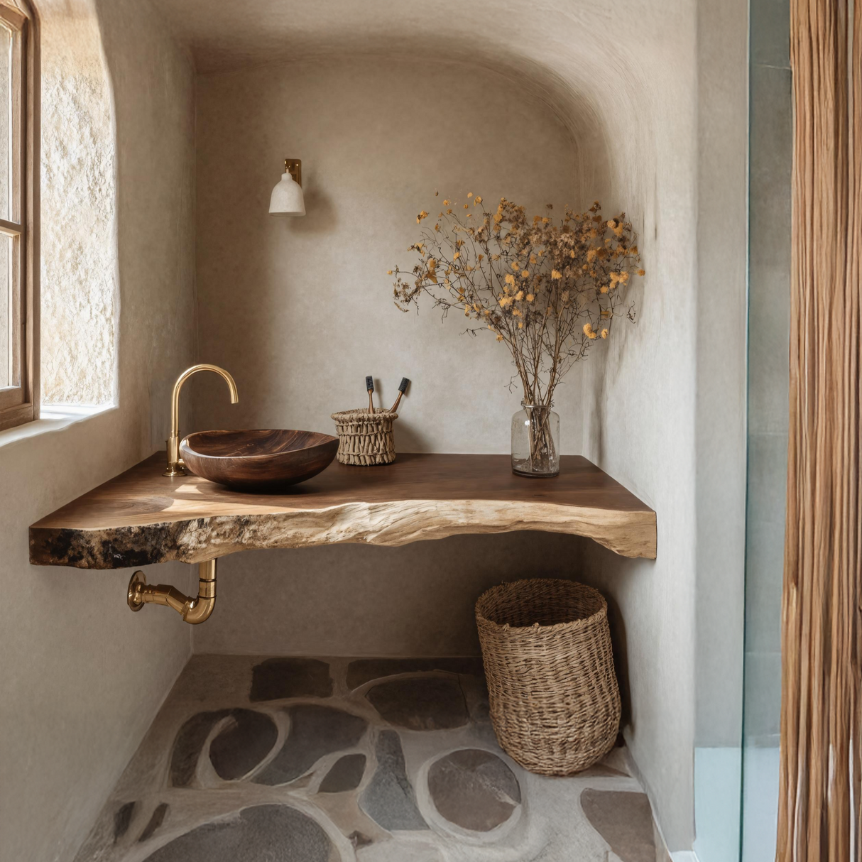 Solid Wood Floating Vanity For Farmhouse Bathroom