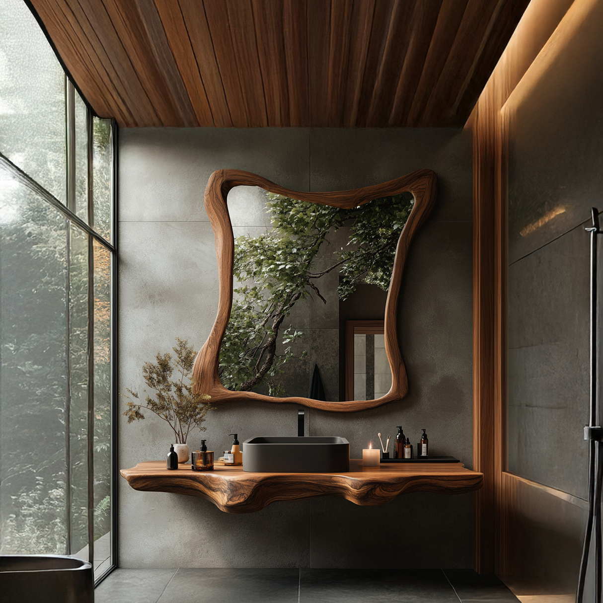 Mid Century Solid Wood Vanity For Sleek Bathroom