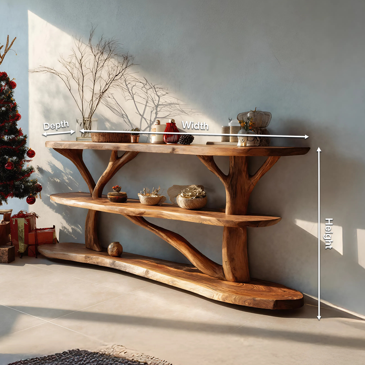 Farmhouse Solid Wood Console Table For Bedroom Decor Christmas Furniture