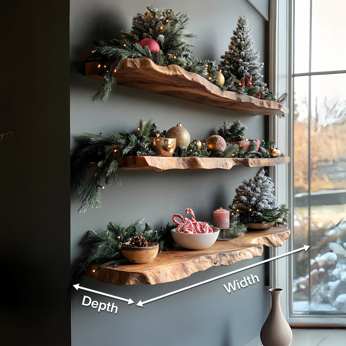 Mid Century Solid Wood Floating Shelf For Stylish Holiday Bedroom Decor