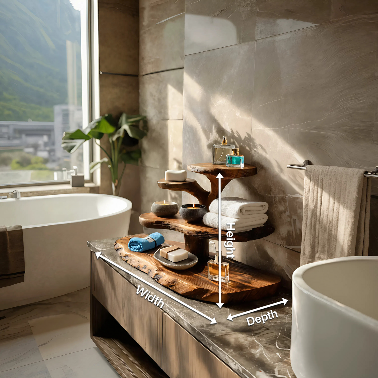 Luxury Curved Bathroom Shelf Tiered Stand For Bathroom Decor