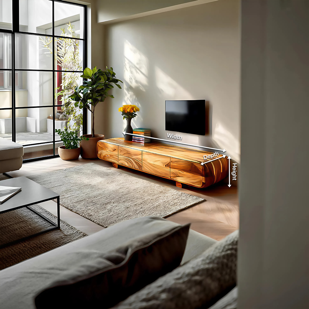 Rustic TV Cabinet With Natural Finishes For Living Room