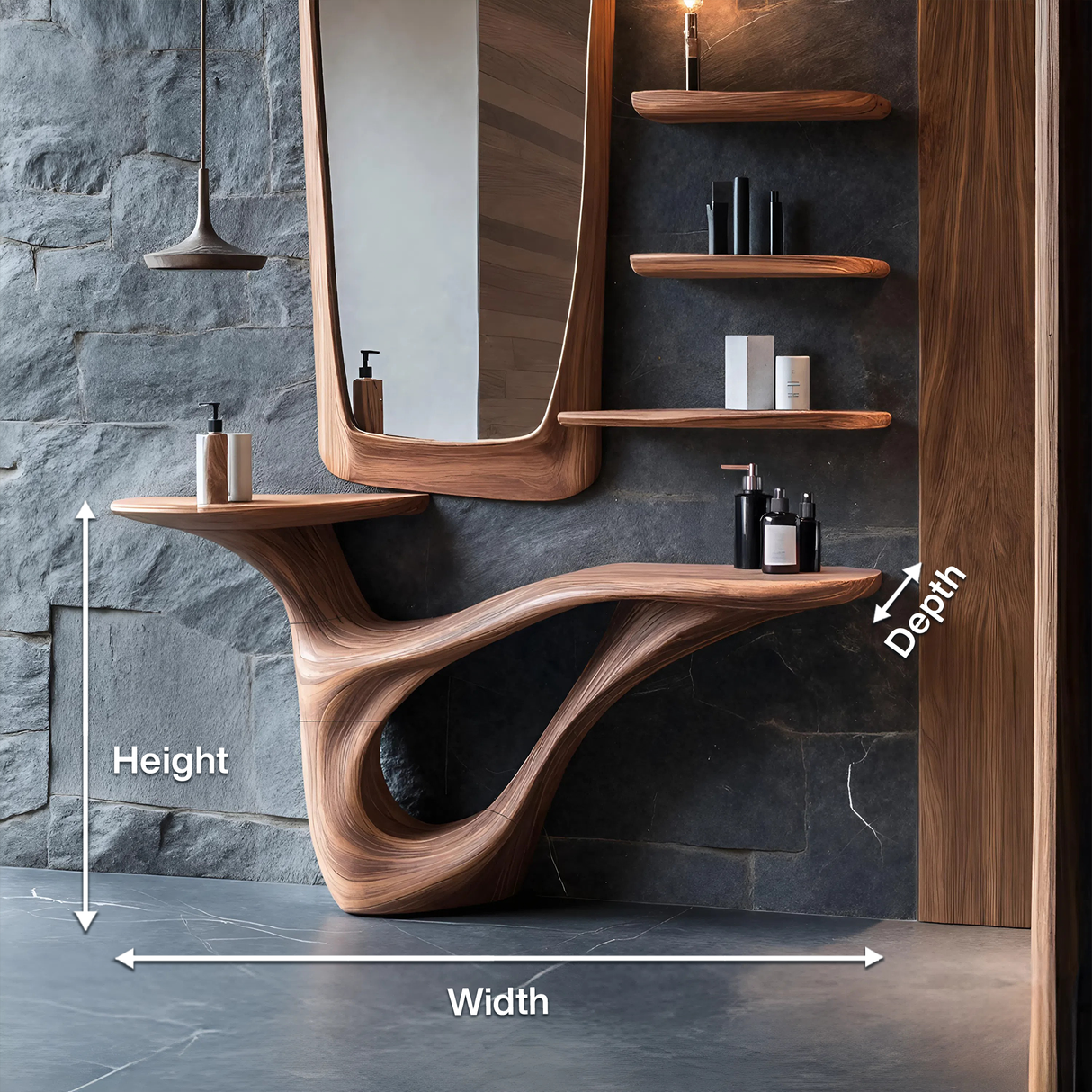 Mid Century Solid Wood Vanity For Furniture Decor Space