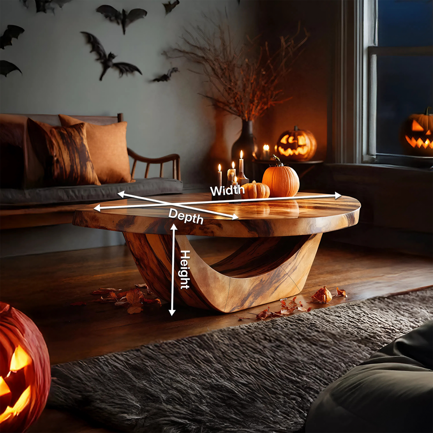 Modern Solid Wood Coffee Table For Living Room Ghostly Halloween