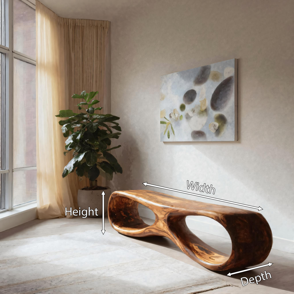 Organic Sculptural Bench For Living Room Decor