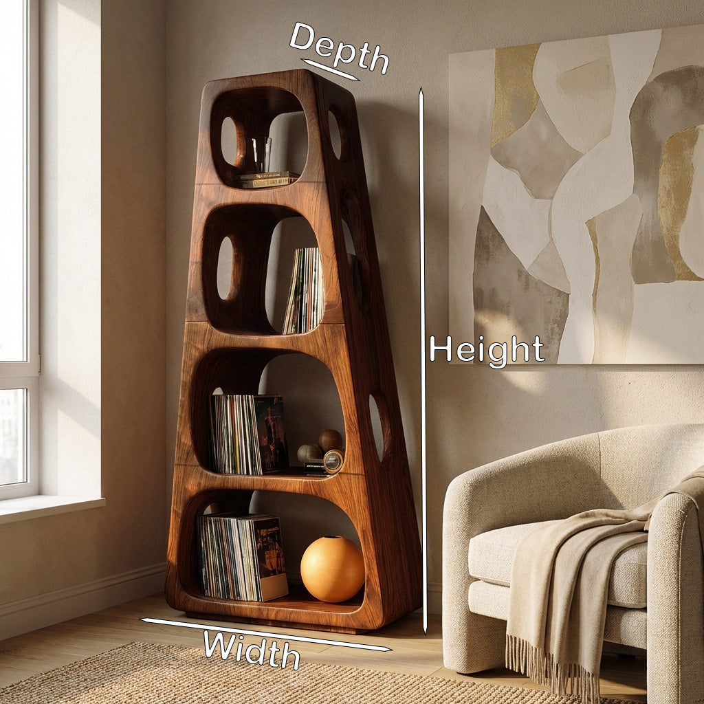 Mid Century Wooden Standing Shelf For Living Room