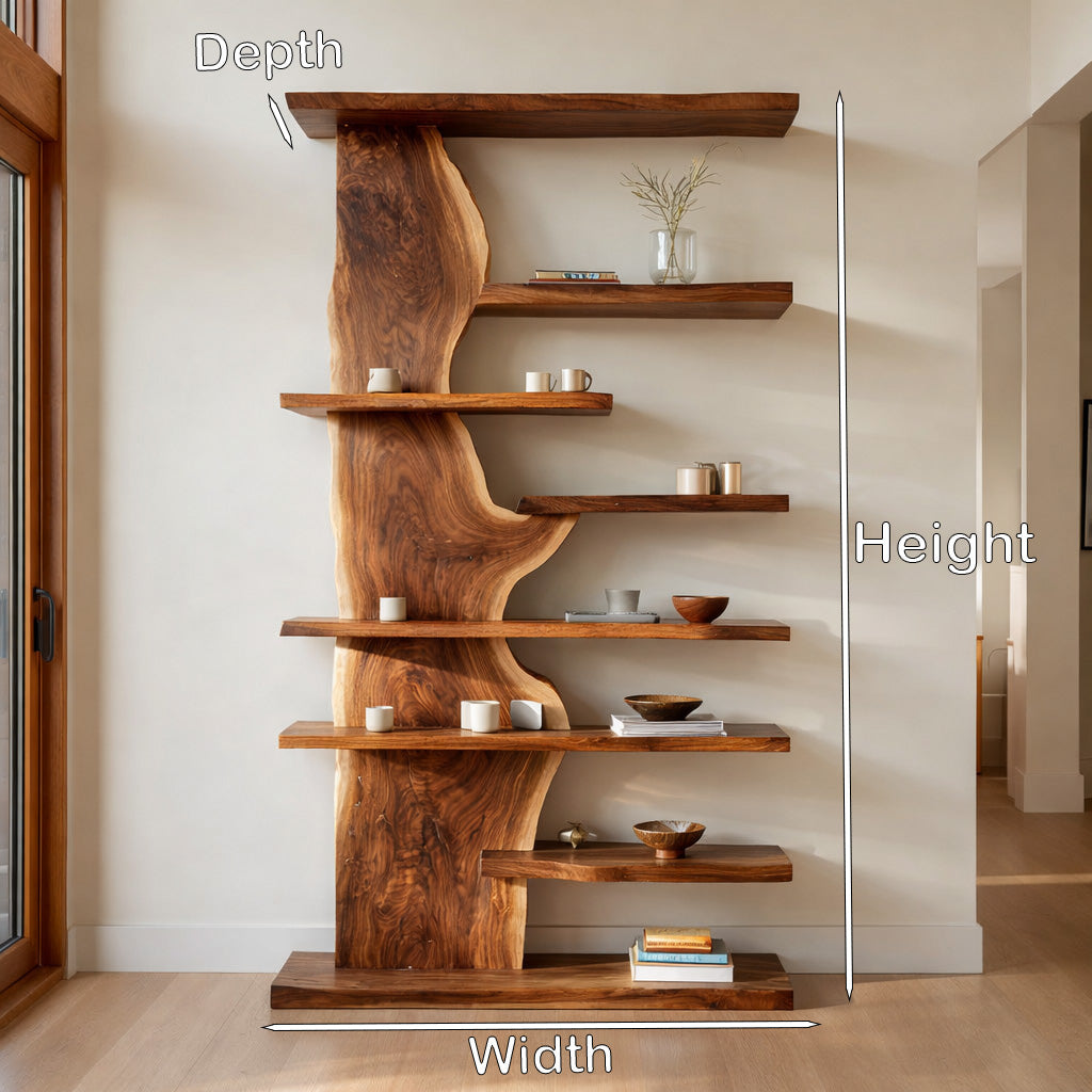 Organic Wooden Standing Shelf For Living Room