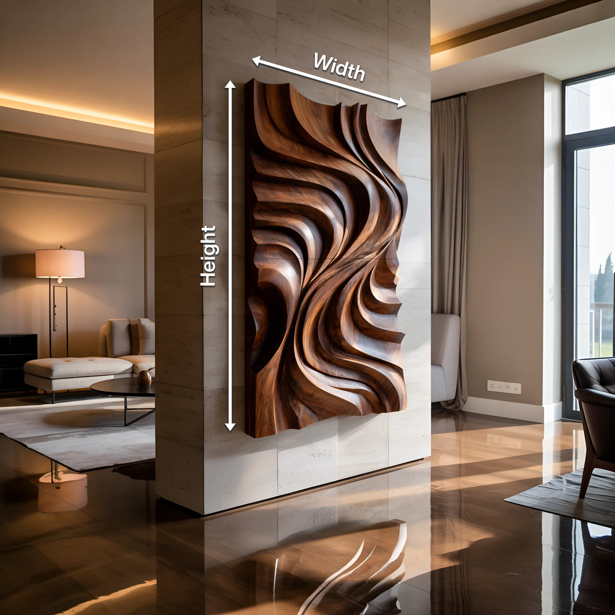 Contemporary Wall Art Piece Large Carved For Home Decor
