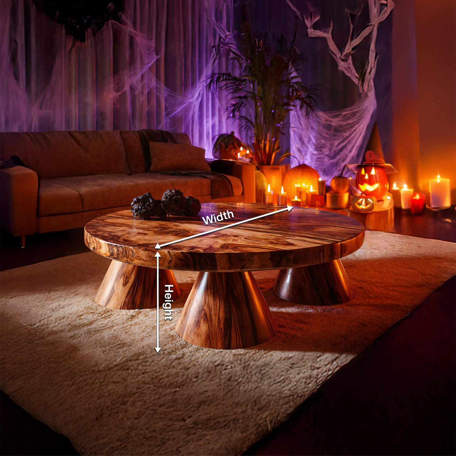 Farmhouse Solid Wood Coffee Table Livingroom Decor Cozy Spooky Vibes