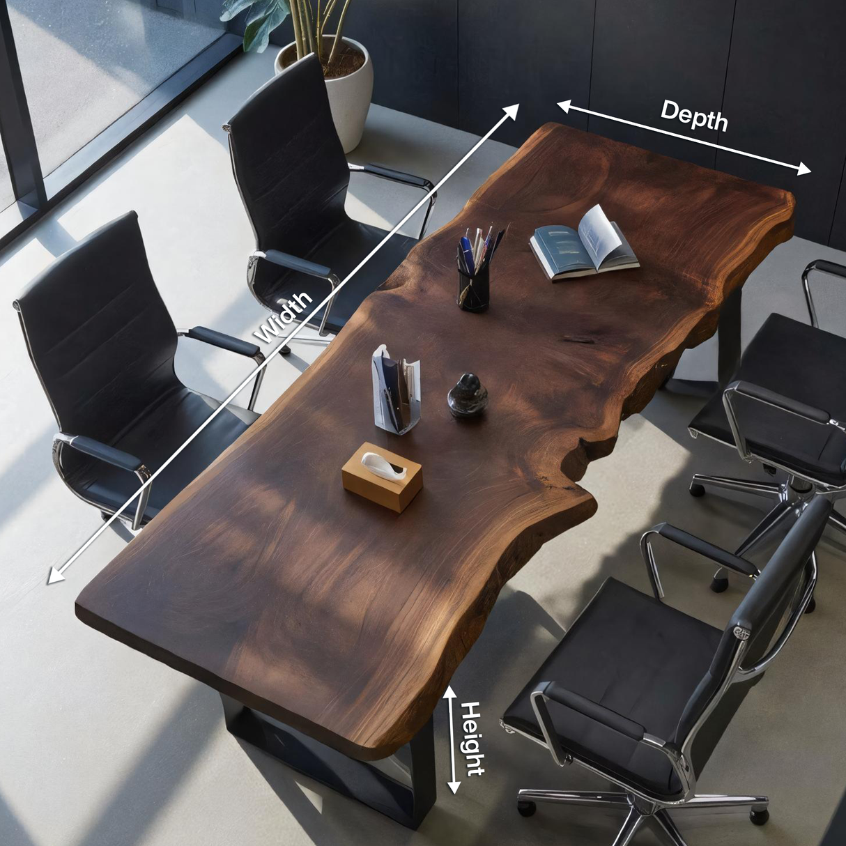 Rustic Live Edge Conference Table For Modern Office