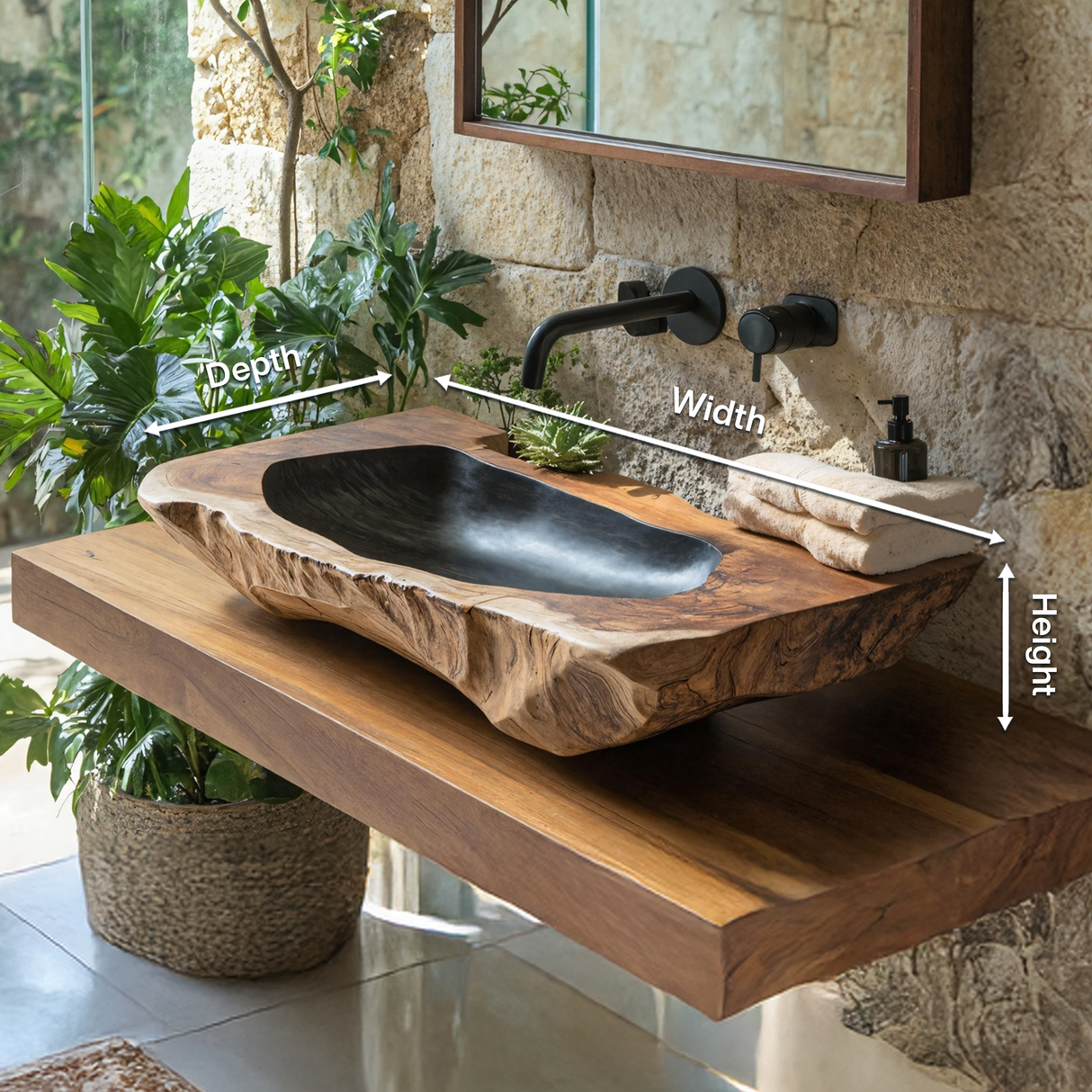 Handcrafted Solid Wood Sink For Farmhouse Bathroom Decor