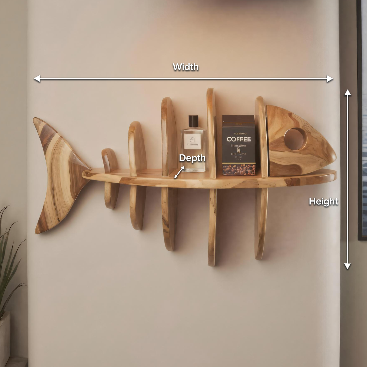 Modern Fish Bone Wall Shelf Nautical Display For Bathroom Kitchen And Beach House