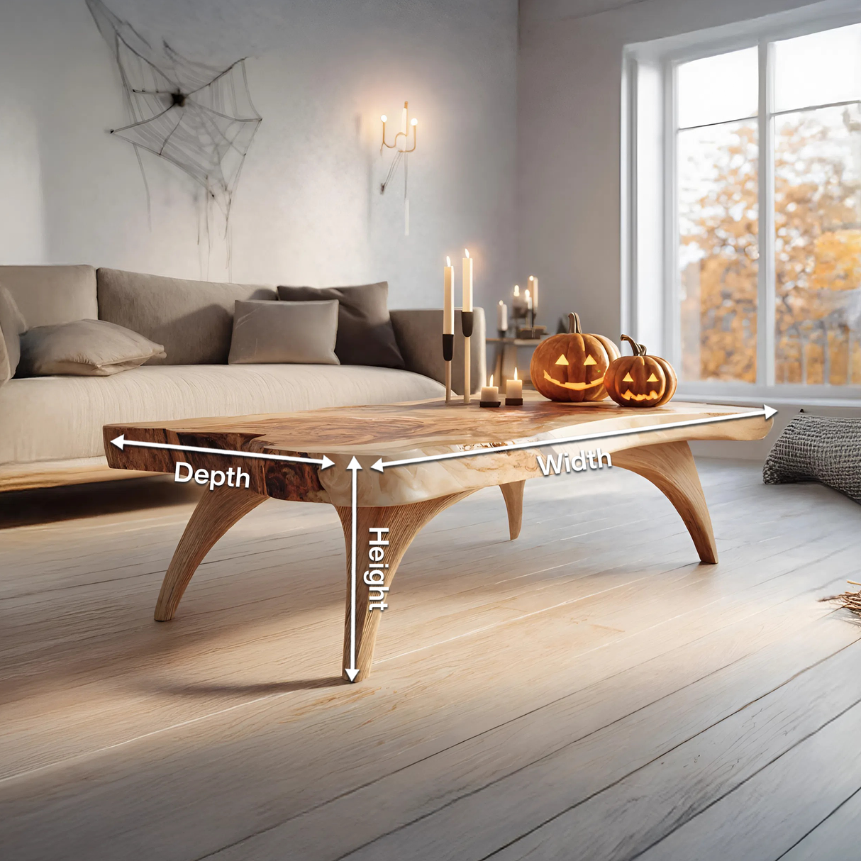 Mid Century Live Edge Coffee Table For Entryway Design Halloween Style