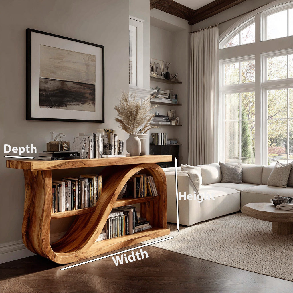 Elegant Wood Console Table With Unique Base For Living Room