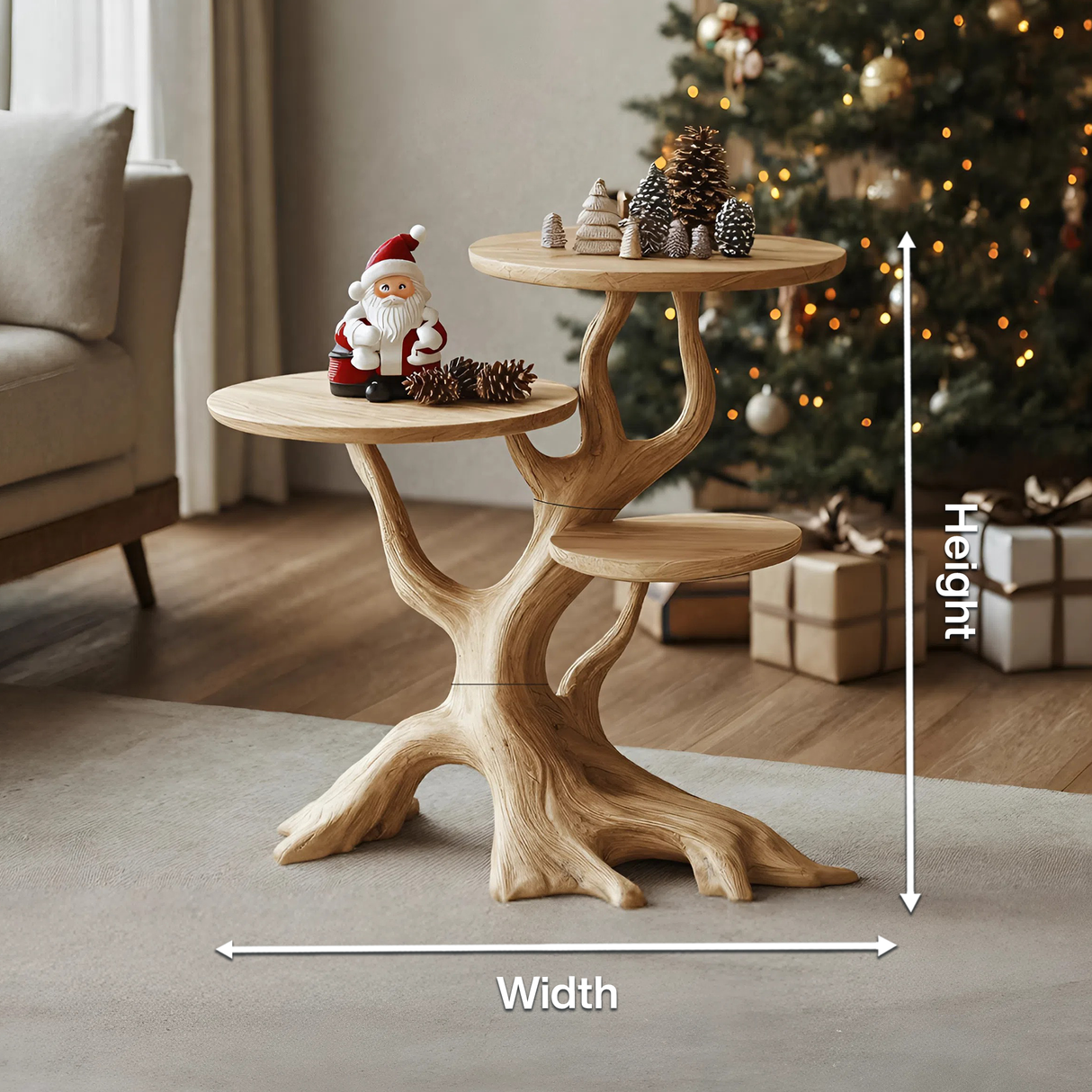 Mid Century Wooden End Table For Living Room Christmas Decor