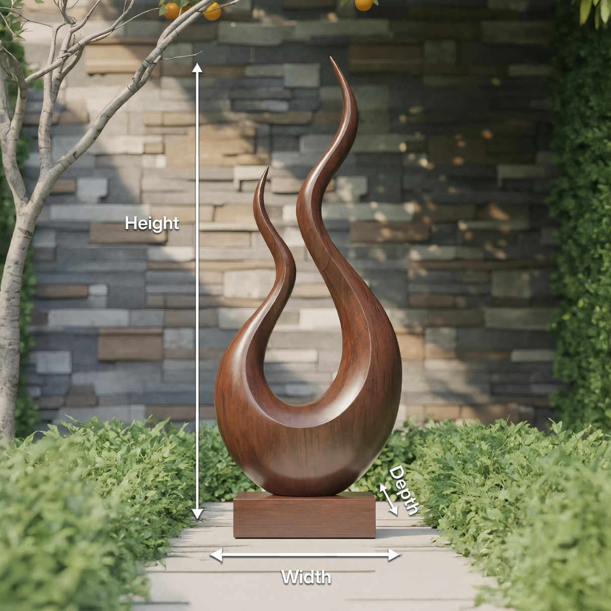 Mid Century Wooden Sculpture For Garden Decorative Panel