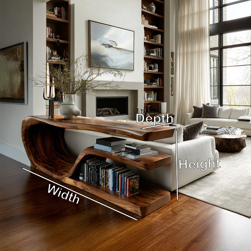 Modern Wood Console Table With Storage For Living Room