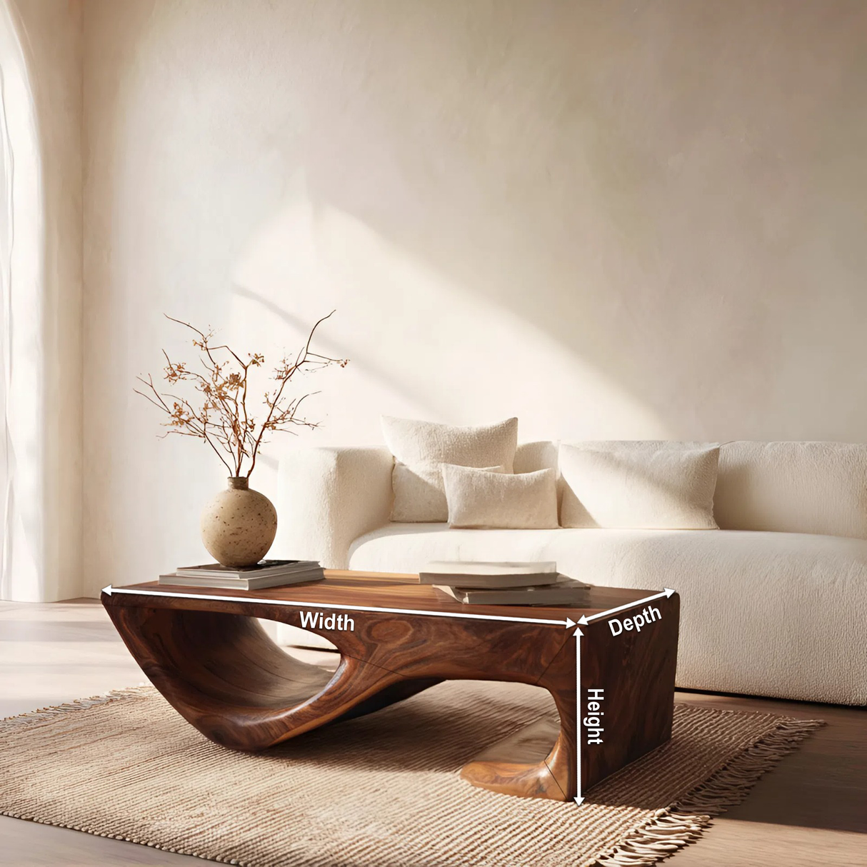 Minimal Curved Coffee Table For Living Room