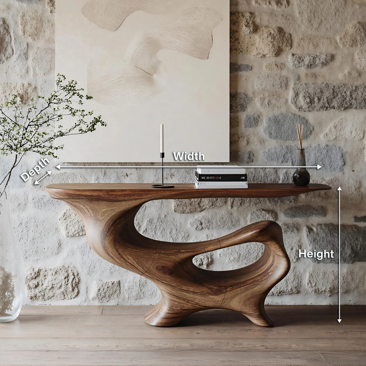 Mid Century Wooden Console Table For Living Room
