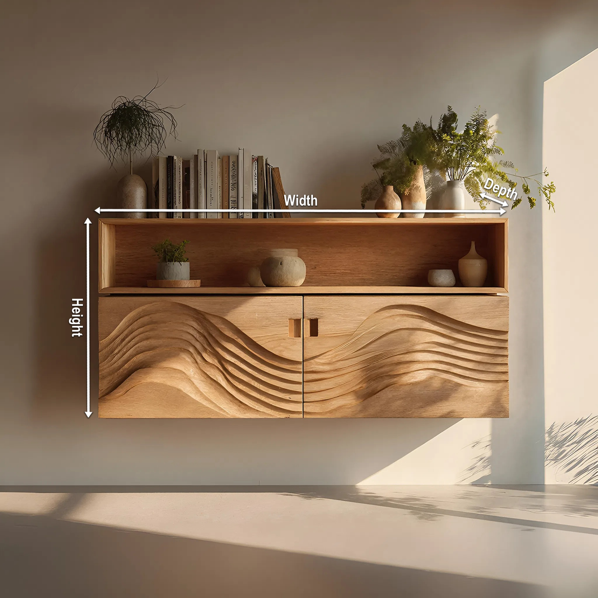 Industrial Wooden Wall Mounted Bookshelf For Home Office Storage