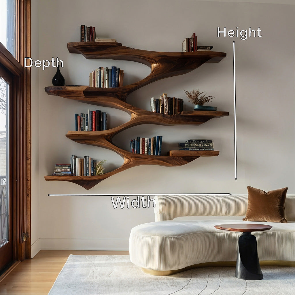 Mid Century Wooden Wall Shelf For Living Room Space