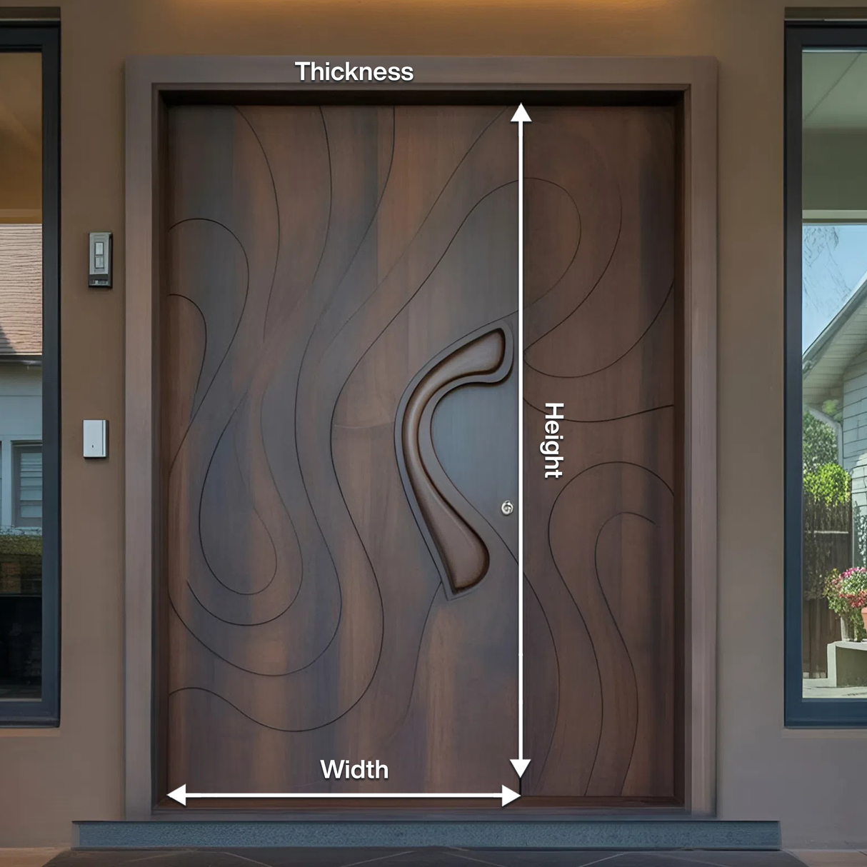 Modern Sculpted Front Door With Carved Design For Contemporary Entryway And Home