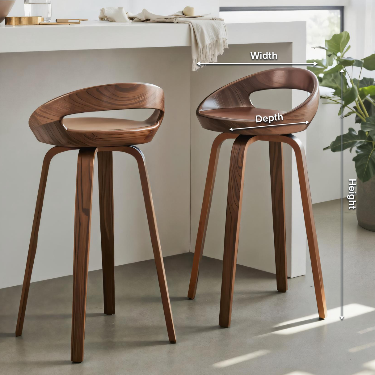 Modern Curved Bar Stools For Kitchen Island Counter Dining