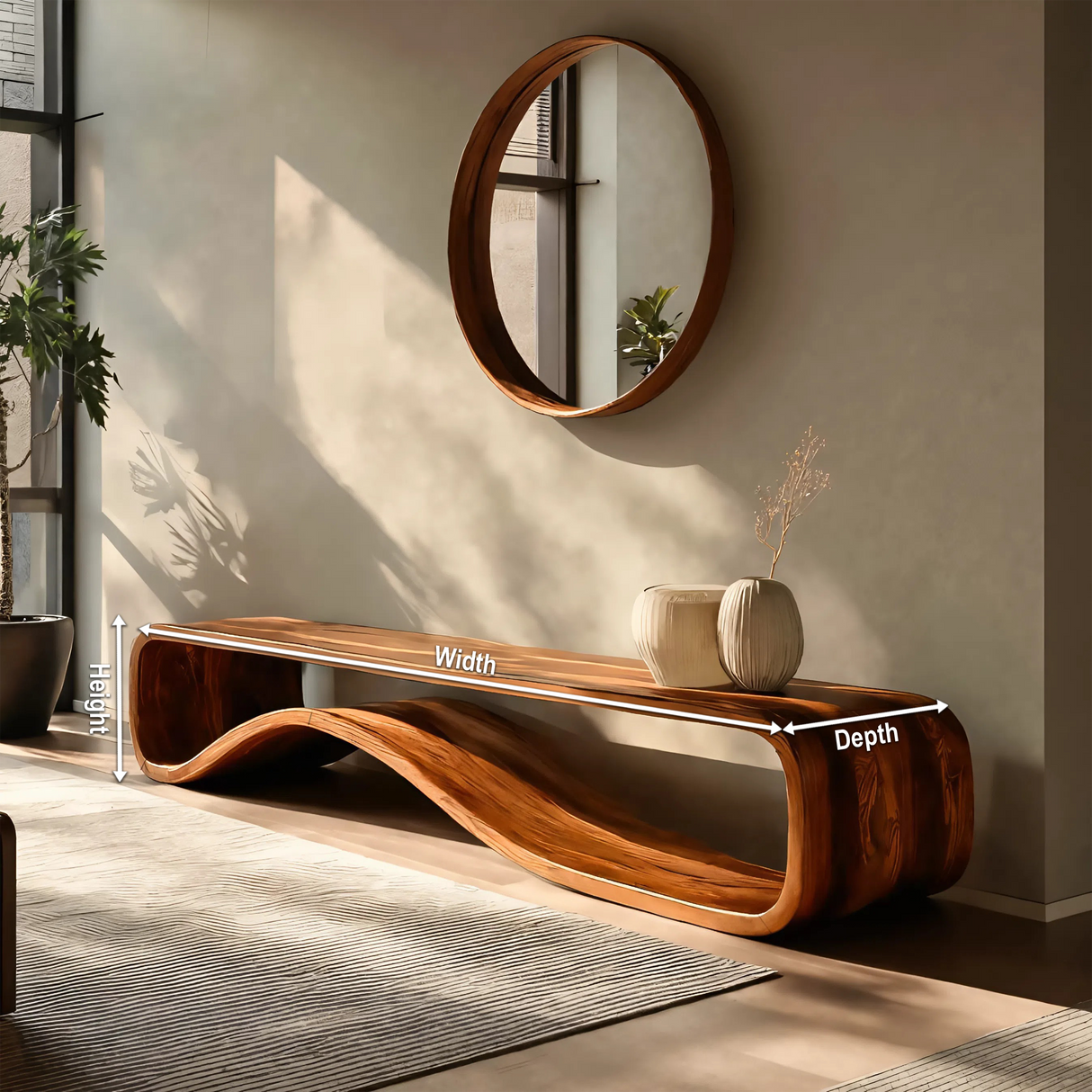 Organic Modern Bench Curved Sculptural For Home Furniture