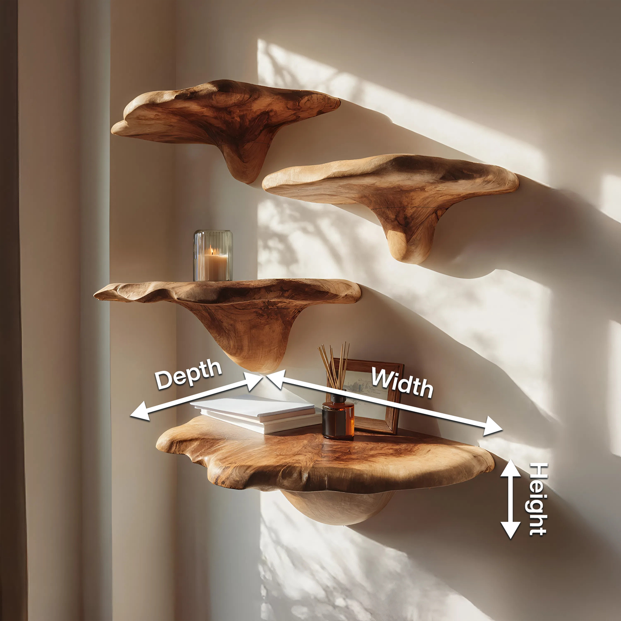 Mid Century Live Edge Mushroom Shelf For Stylish Furniture Decor