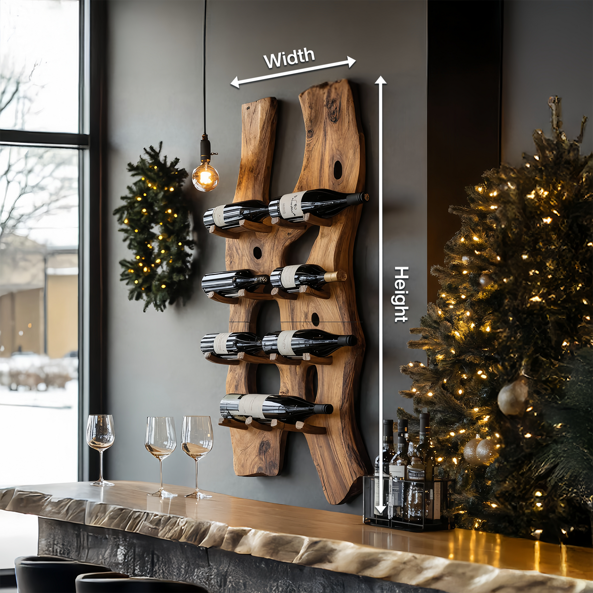 Handcrafted Wall Mount Wine Holder For Living Room