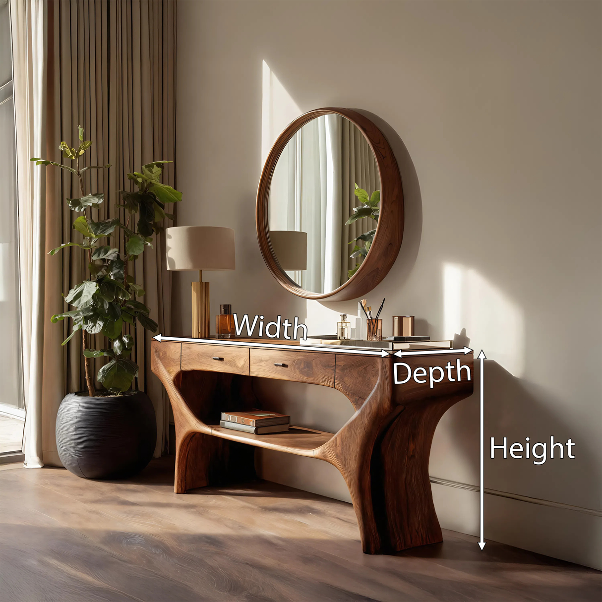 Artistic Handmade Vanity Table With Drawers For Bedroom