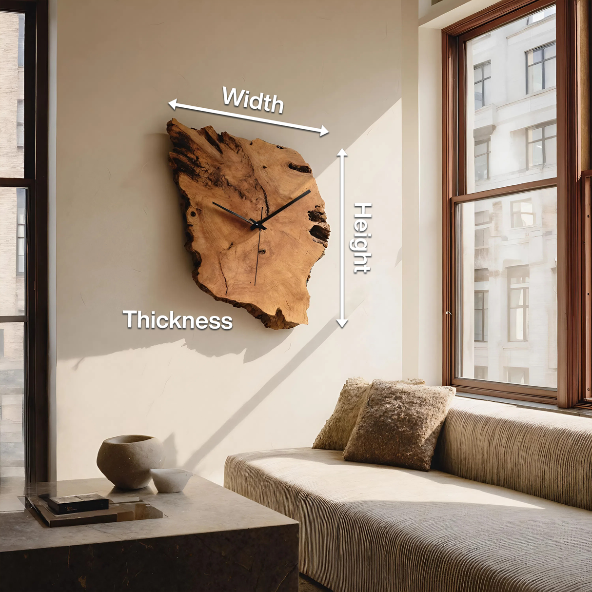 Modern Sculptural Wall Clock For Living Room