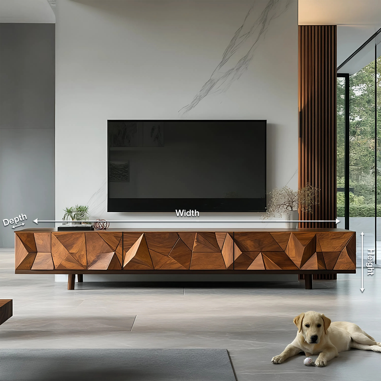 Mid Century Wooden TV Console For Entryway Decor