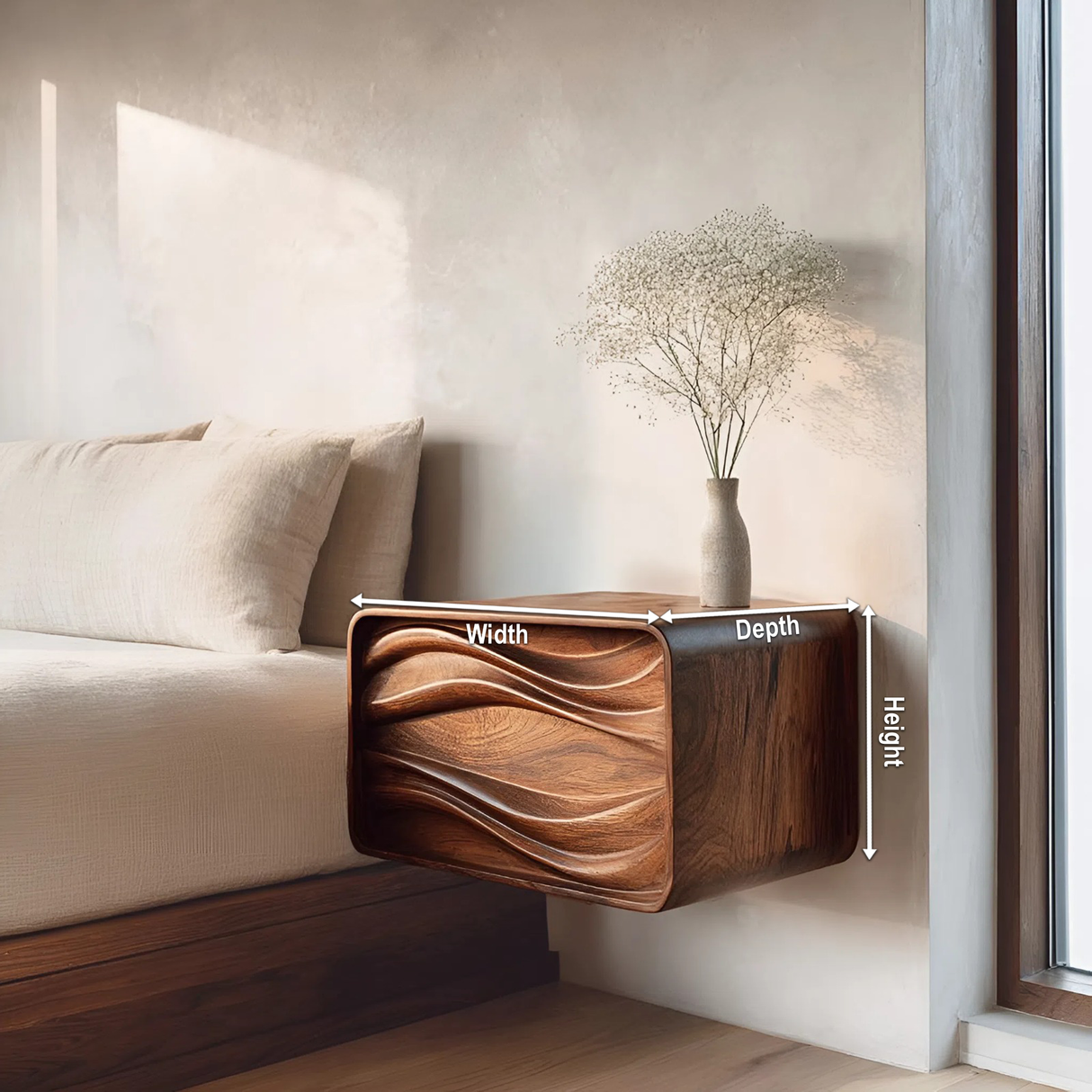 Organic Sculptural Floating Bedside Table For Bedroom Decor