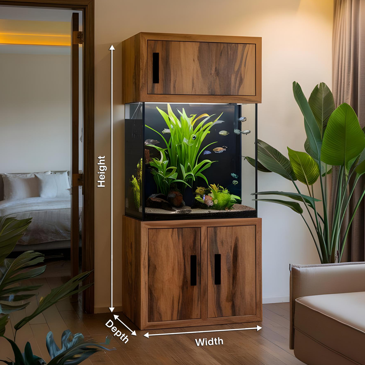 Rustic Aquarium Cabinet For Living Room Corner