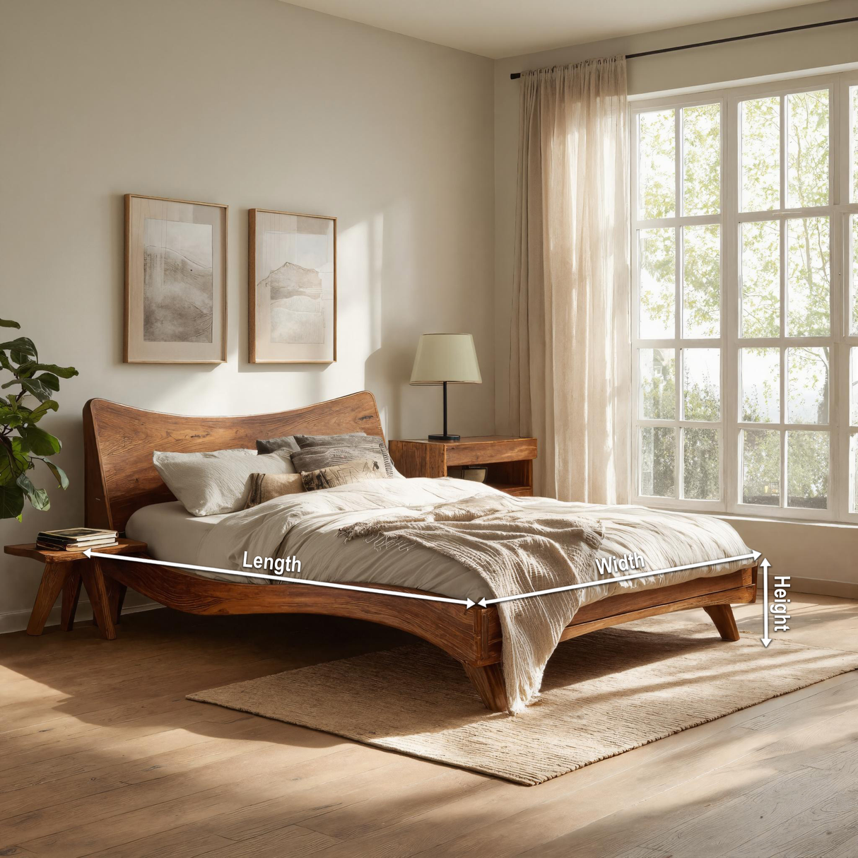 Set Headboard And Curved Bed Frame For Modern Bedroom