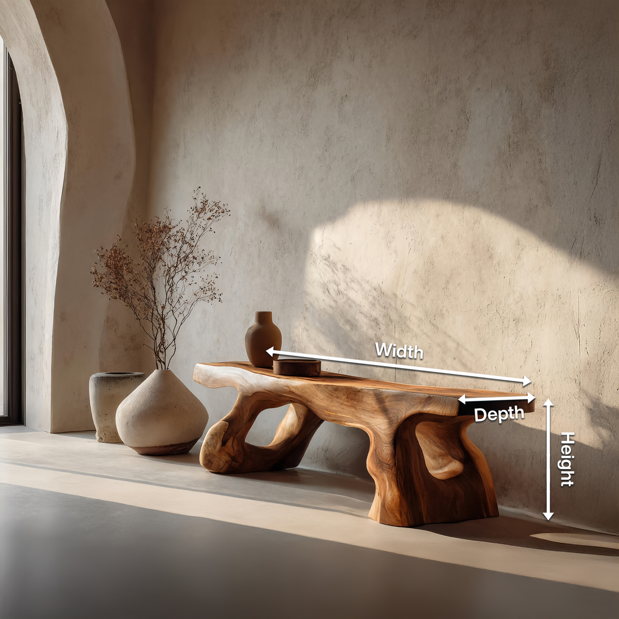 Artistic Sculptural Bench For Entryway Or Hallway