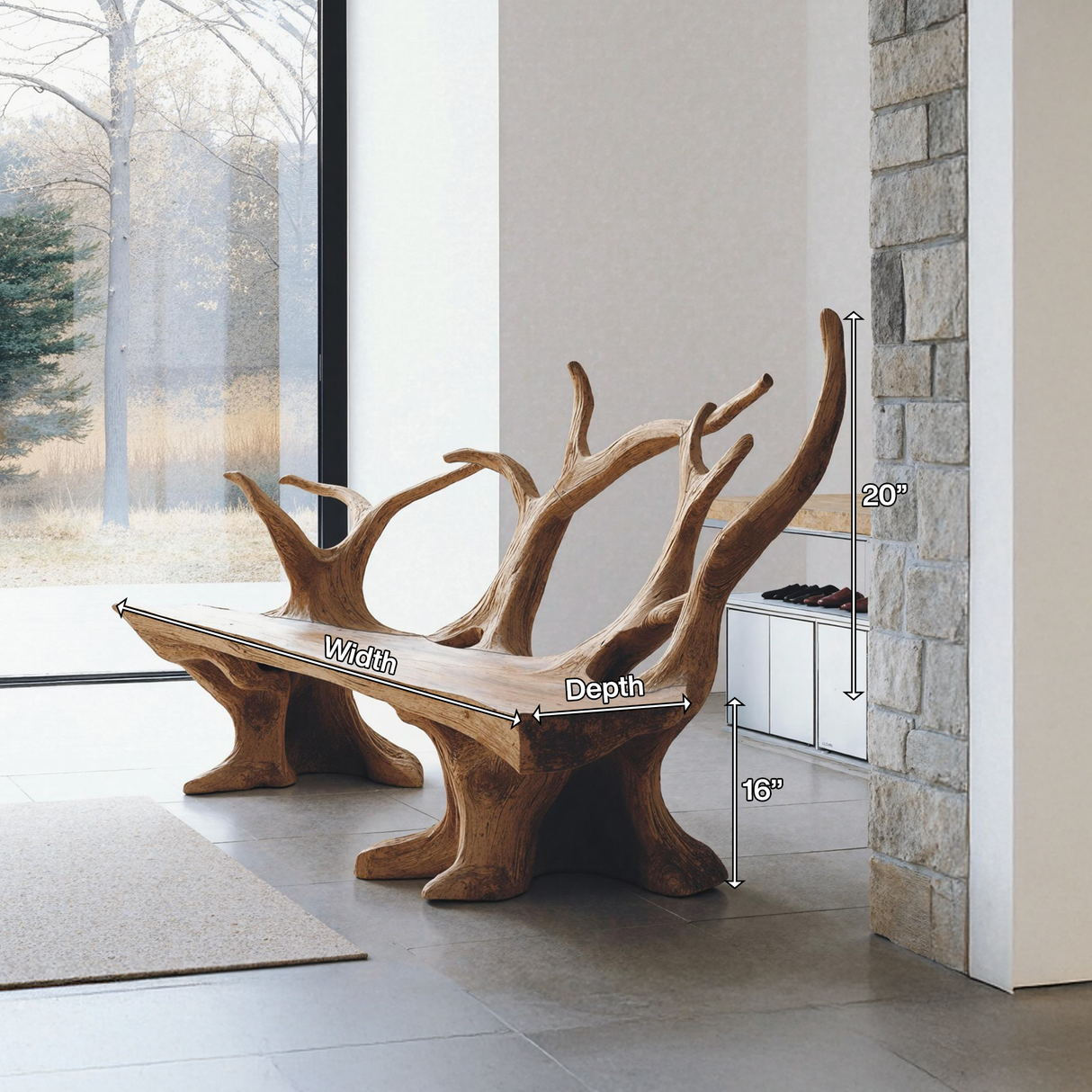 Handcrafted Branch Bench For Living Room Statement Pieces